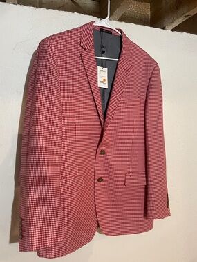 Men's Red Gingham Blazer - Classic Tailored Fit